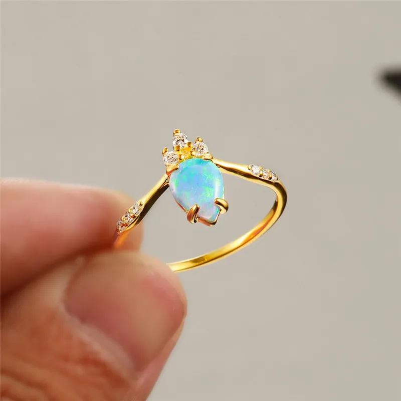 Minimalist Female Blue Fire Opal Ring Silver Yellow Gold Water Drop Engagement Ring Promise Love Wedding Rings For Women
Minimalist Female Blue Fire Opal Ring Silver Yellow Gold Water Drop Engagement Ring Promise Love Wedding Rings For Women