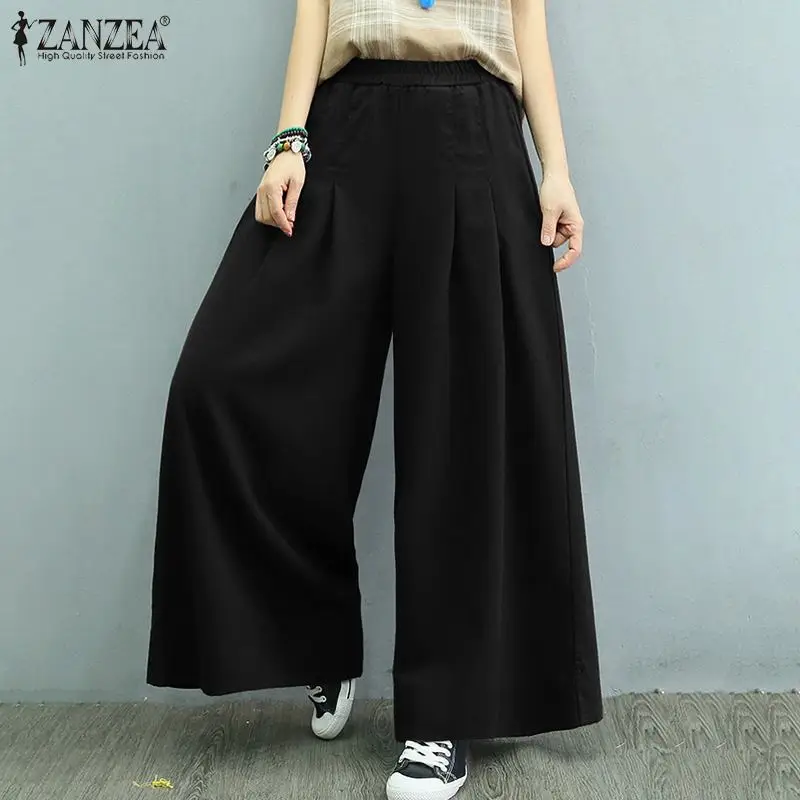 ZANZEA Autumn Wide Leg Trousers Women Vintage Elastic Waist Solid Long Pants Casual Loose Pantalon Female Work Flare Palazzo
ZANZEA Autumn Wide Leg Trousers Women Vintage Elastic Waist Solid Long Pants Casual Loose Pantalon Female Work Flare Palazzo