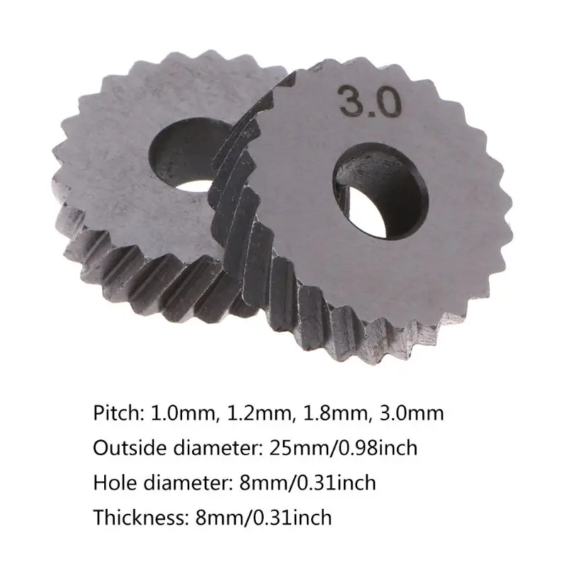 2pcs Diagonal Linear Knurl Wheels Knurling Knurler Tool 1.0/1.2/1.8/3.0mm Pitch
2pcs Diagonal Linear Knurl Wheels Knurling Knurler Tool 1.0/1.2/1.8/3.0mm Pitch