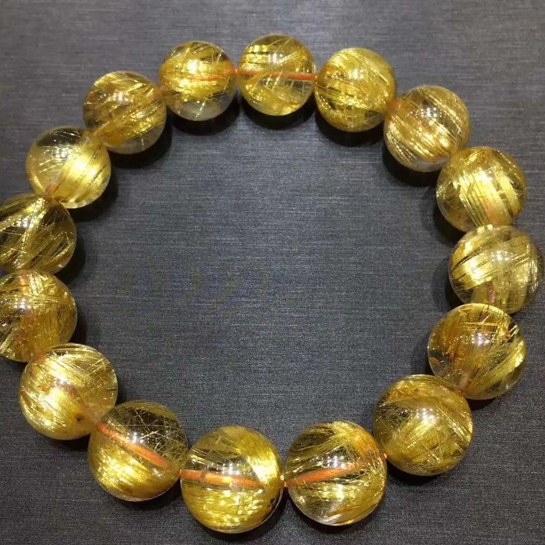 Genuine Natural Gold Rutilated Quartz Bracelet 13mm Clear Round Beads Rutilated Brazil Women Men Fashion Wealthy Stone AAAAAAA
Genuine Natural Gold Rutilated Quartz Bracelet 13mm Clear Round Beads Rutilated Brazil Women Men Fashion Wealthy Stone AAAAAAA