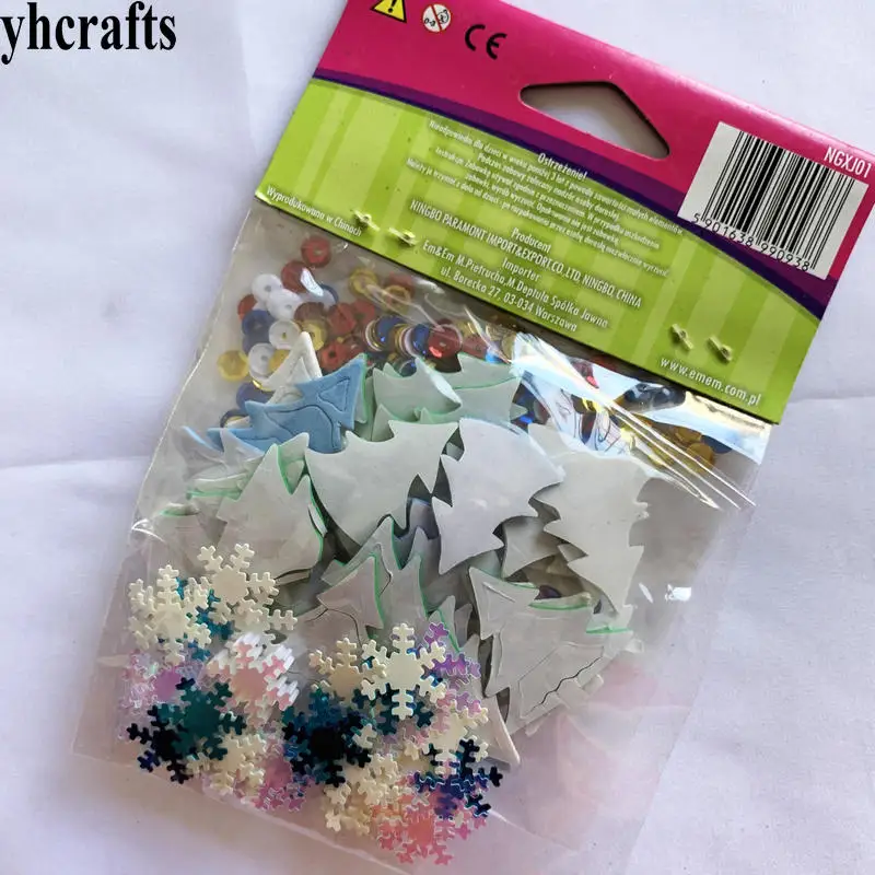 1bag/LOT Mix glitter Christmas tree foam stickers snowflake sequins crafts bag Kindergarten diy toys Wall decoration class OEM | Игрушки и