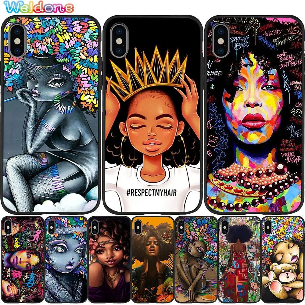 Модный чёрный чехол для телефона с изображением граффити девушек iPhone 11 Pro Max XS XR X 8