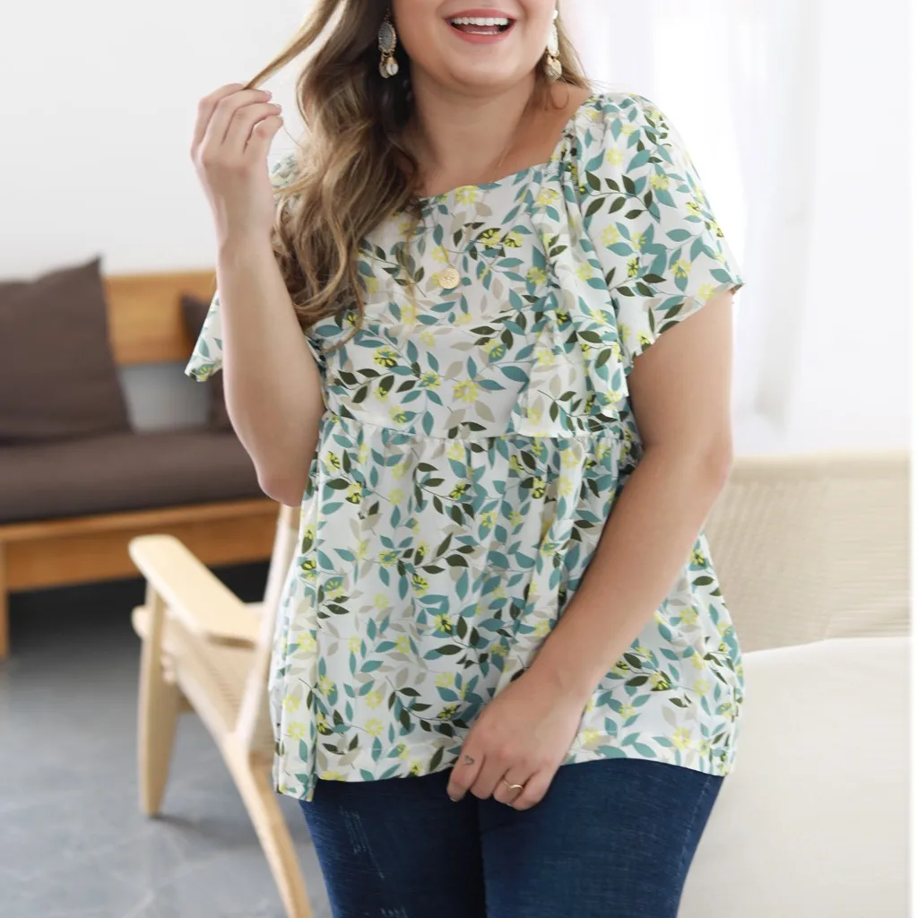 Elegant Blouses Womens Plus Size Floral Print O-Neck Shirt Ladies Summer Speaker sleeve chemise femme camisa mujer
Elegant Blouses Womens Plus Size Floral Print O-Neck Shirt Ladies Summer Speaker sleeve chemise femme camisa mujer