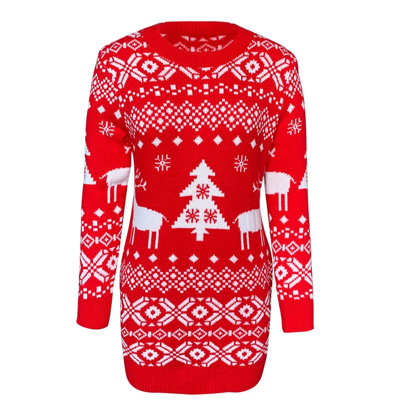 Women's O Neck Elk Snowflake Christmas Xmas Pullover Sweater knit Mini Dress Winter Warm Knitted Dress Casual Patchwork Sweater
Women's O Neck Elk Snowflake Christmas Xmas Pullover Sweater knit Mini Dress Winter Warm Knitted Dress Casual Patchwork Sweater