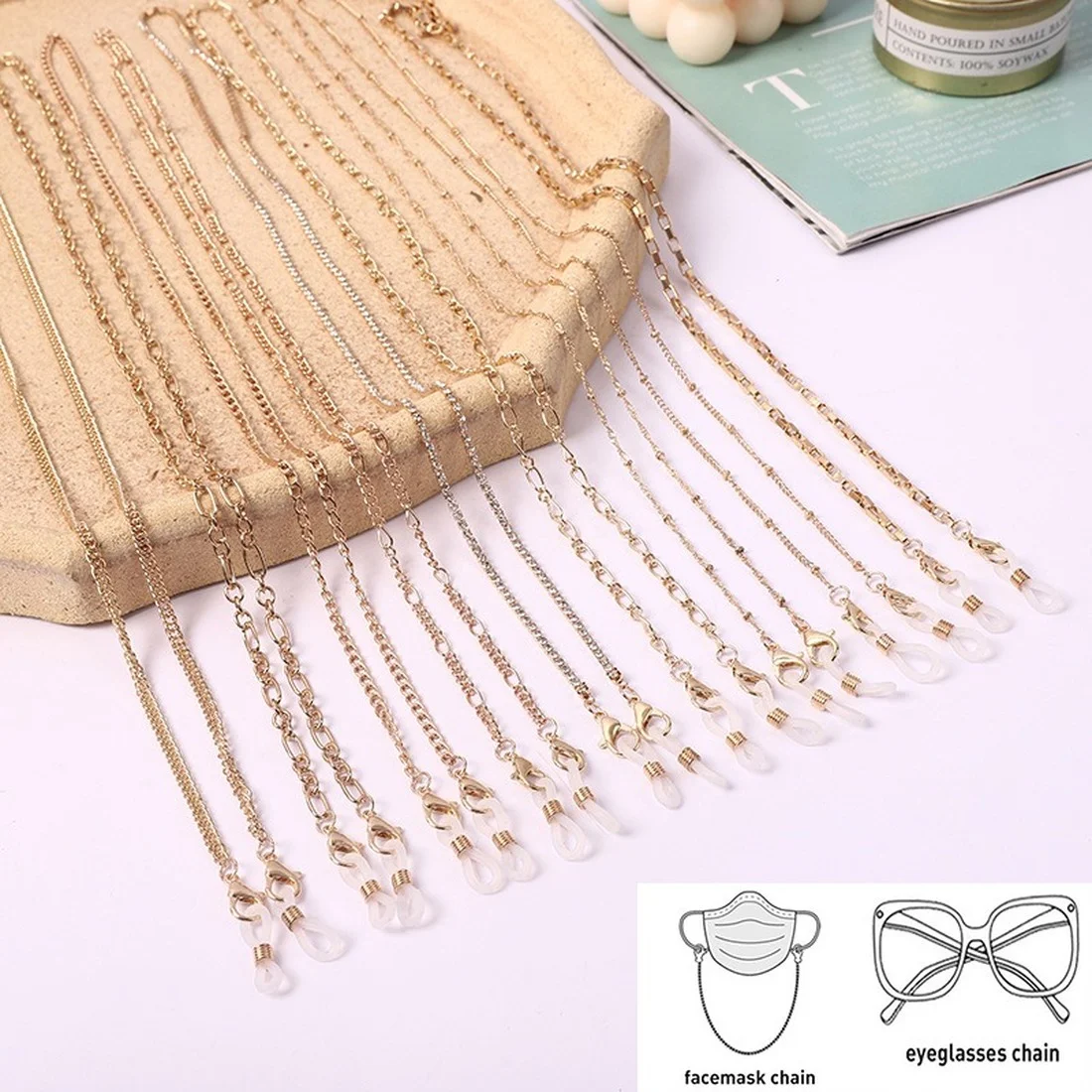 2021 Glasses Chain Mask Multi-purpose Lanyard Simple Sunglasses Golden Geometric Beaded Glasses Chain Fashion Jewelry for Women
2021 Glasses Chain Mask Multi-purpose Lanyard Simple Sunglasses Golden Geometric Beaded Glasses Chain Fashion Jewelry for Women