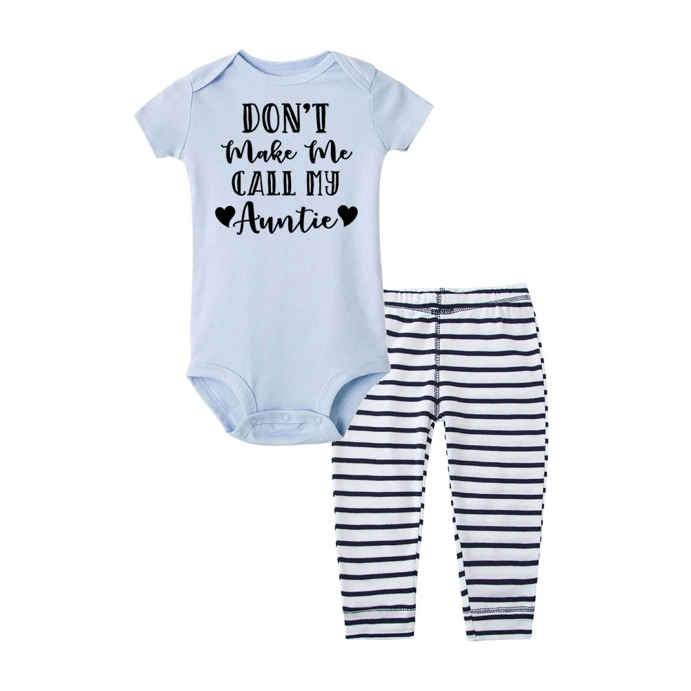 Don't Make Me Call My Auntie Funny Newborn BabyShort Sleeve Romper + Long Leggings Pants Casual Soft 2pcs Clothing Sets
Don't Make Me Call My Auntie Funny Newborn BabyShort Sleeve Romper + Long Leggings Pants Casual Soft 2pcs Clothing Sets