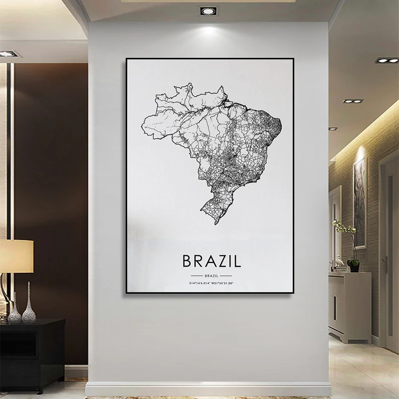 Brazil country Road map Nordic Living Room Decoration Canvas Poster Modern Home Decor Art Print Painting
Brazil country Road map Nordic Living Room Decoration Canvas Poster Modern Home Decor Art Print Painting
