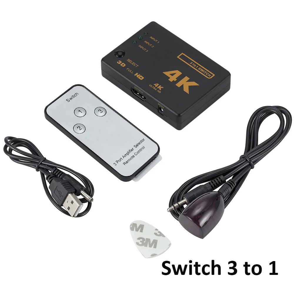 3 Порты и разъёмы совместимому с HDMI сплиттер в 1 из концентратор коробка + пульт