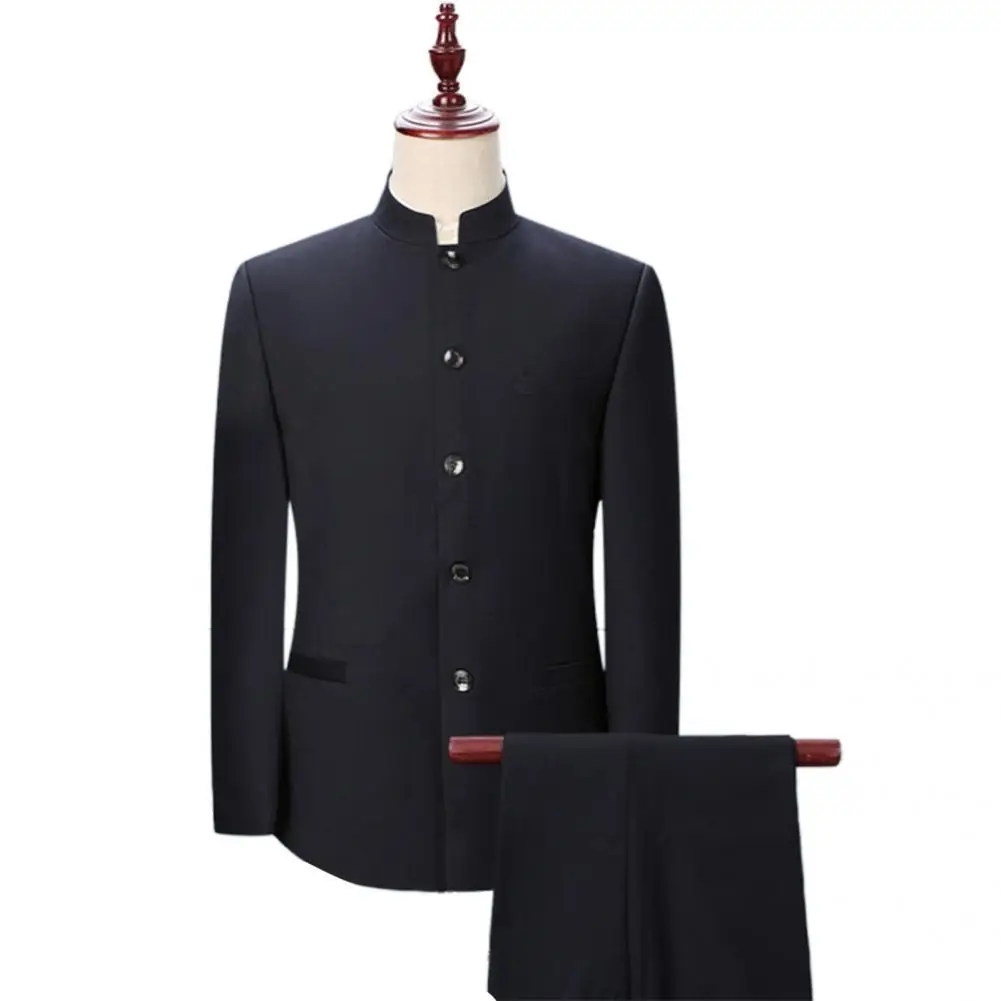 Long Sleeve 2 Pcs/Set Great Pockets Suit Set Single-breasted Men Suit All Match for Wedding 
Long Sleeve 2 Pcs/Set Great Pockets Suit Set Single-breasted Men Suit All Match for Wedding