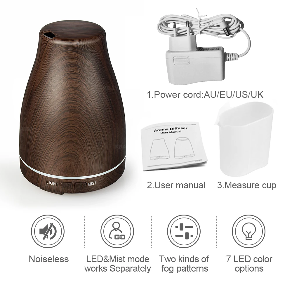120ML Air Humidifier wooden grain Essential Oil Diffuser Aromatherapy Electric Diffuser Mist Maker humidify for home
120ML Air Humidifier wooden grain Essential Oil Diffuser Aromatherapy Electric Diffuser Mist Maker humidify for home