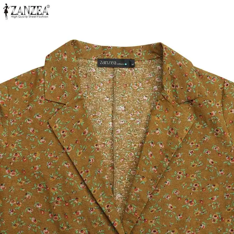 Womens Cotton Linen Coats Female Vintage Lapel Outwears Casual Korean Long Sleeves Cardigan ZANZEA Floral Print Jackets Oversize
Womens Cotton Linen Coats Female Vintage Lapel Outwears Casual Korean Long Sleeves Cardigan ZANZEA Floral Print Jackets Oversize