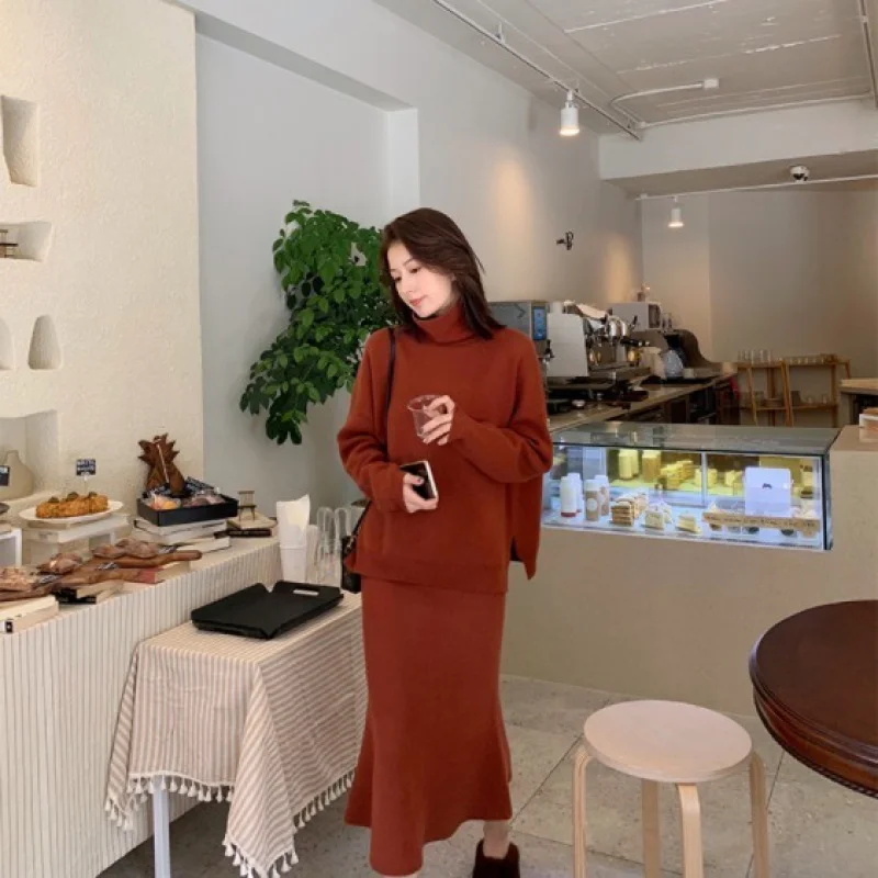 Elegant Ladies Solid Cashmere Loose Sweater Skirt 2 Piece Set Women Fashion Turtleneck Long Sleeve Knitted Pullovers Skirt Suit
Elegant Ladies Solid Cashmere Loose Sweater Skirt 2 Piece Set Women Fashion Turtleneck Long Sleeve Knitted Pullovers Skirt Suit