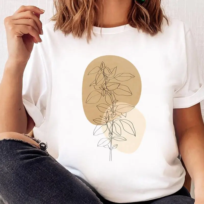 Женская футболка с круглым вырезом, принтом и коротким рукавом 
Женская футболка с круглым вырезом, принтом и коротким рукавом