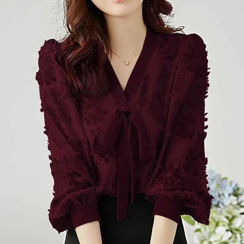 Lady V-neck Bubble Sleeve High-grade Chiffon Shirt Spring And Autumn New Loose Long Sleeve Shirt Women's Top
Lady V-neck Bubble Sleeve High-grade Chiffon Shirt Spring And Autumn New Loose Long Sleeve Shirt Women's Top