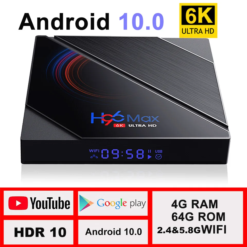 TV Box Android 10 4G 64GB 6K Android TV Box 2020 H96 MAX H616 Smart TV Box LEMFO 2.4G 5.8G WIFI Google Voice Set Top Box H96max
TV Box Android 10 4G 64GB 6K Android TV Box 2020 H96 MAX H616 Smart TV Box LEMFO 2.4G 5.8G WIFI Google Voice Set Top Box H96max