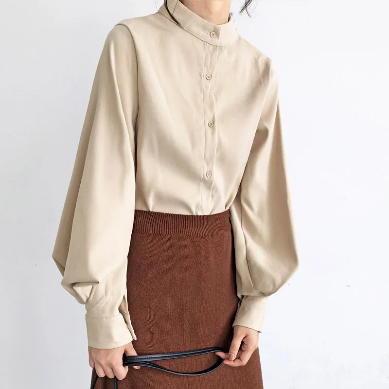 2021 New Women Lantern Sleeve Blouse Women Autumn Winter Single Breasted Stand Collar Shirts Office Work Blouse Solid Vintage 22
2021 New Women Lantern Sleeve Blouse Women Autumn Winter Single Breasted Stand Collar Shirts Office Work Blouse Solid Vintage 22