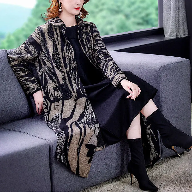 Vintage Printed Windbreaker Women's Long Over The Knee Loose Woolen Blended Coat Temperament Lady Spring And Autumn Clothes M770
Vintage Printed Windbreaker Women's Long Over The Knee Loose Woolen Blended Coat Temperament Lady Spring And Autumn Clothes M770