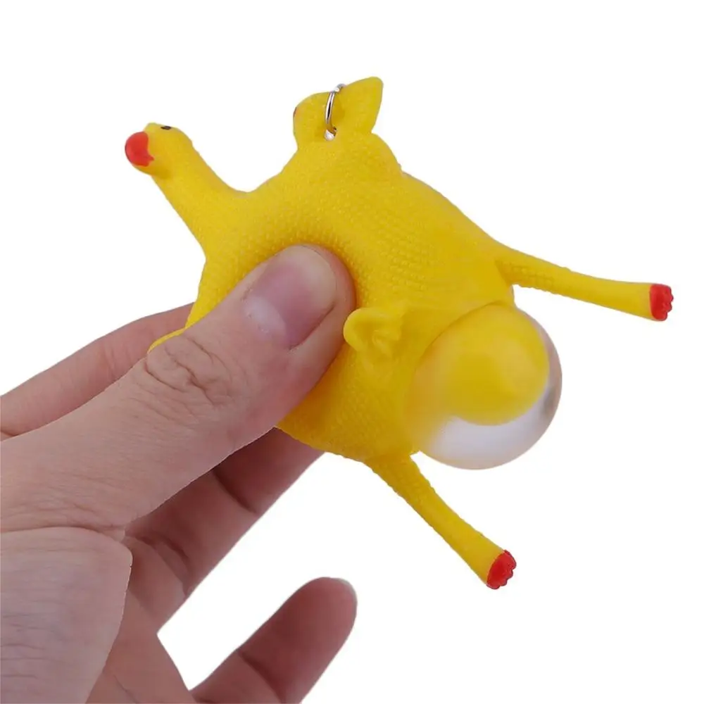 

Novelty Vent Chicken Whole Egg Laying Hens Squeeze Spoof Tricky Funny Toy with Keychain Creative Decompression Toy