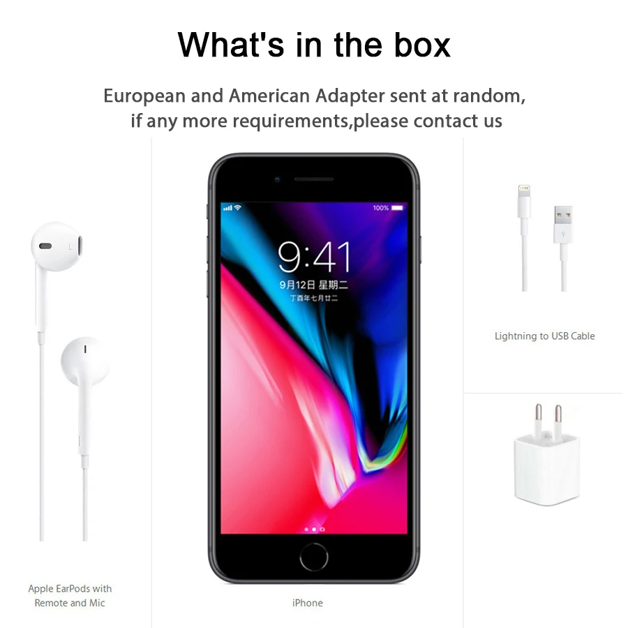 Used Apple iPhone 8 iphone8 2GB RAM 64GB/256GB Hexa-core IOS 3D Touch ID 12.0MP Camera 4.7" inch Apple Fingerprint 1821mAh
Used Apple iPhone 8 iphone8 2GB RAM 64GB/256GB Hexa-core IOS 3D Touch ID 12.0MP Camera 4.7" inch Apple Fingerprint 1821mAh