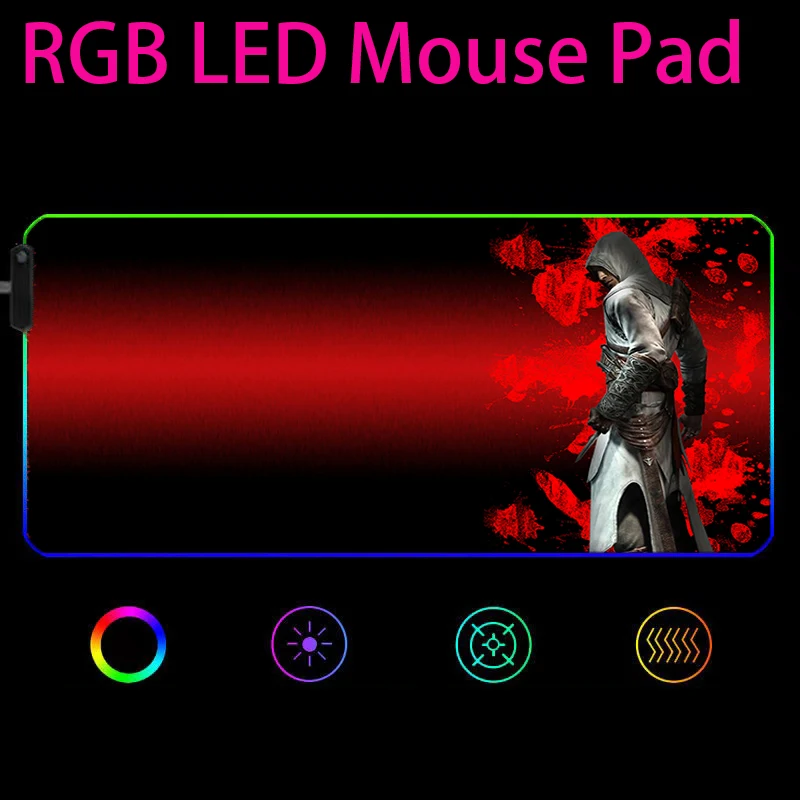 Игровой коврик для мыши Assassin's Creed RGB, большой игровой резиновый нескользящий светодиодный коврик для мыши, клавиатура 900x400 мм
Игровой коврик для мыши Assassin's Creed RGB, большой игровой резиновый нескользящий светодиодный коврик для мыши, клавиатура 900x400 мм