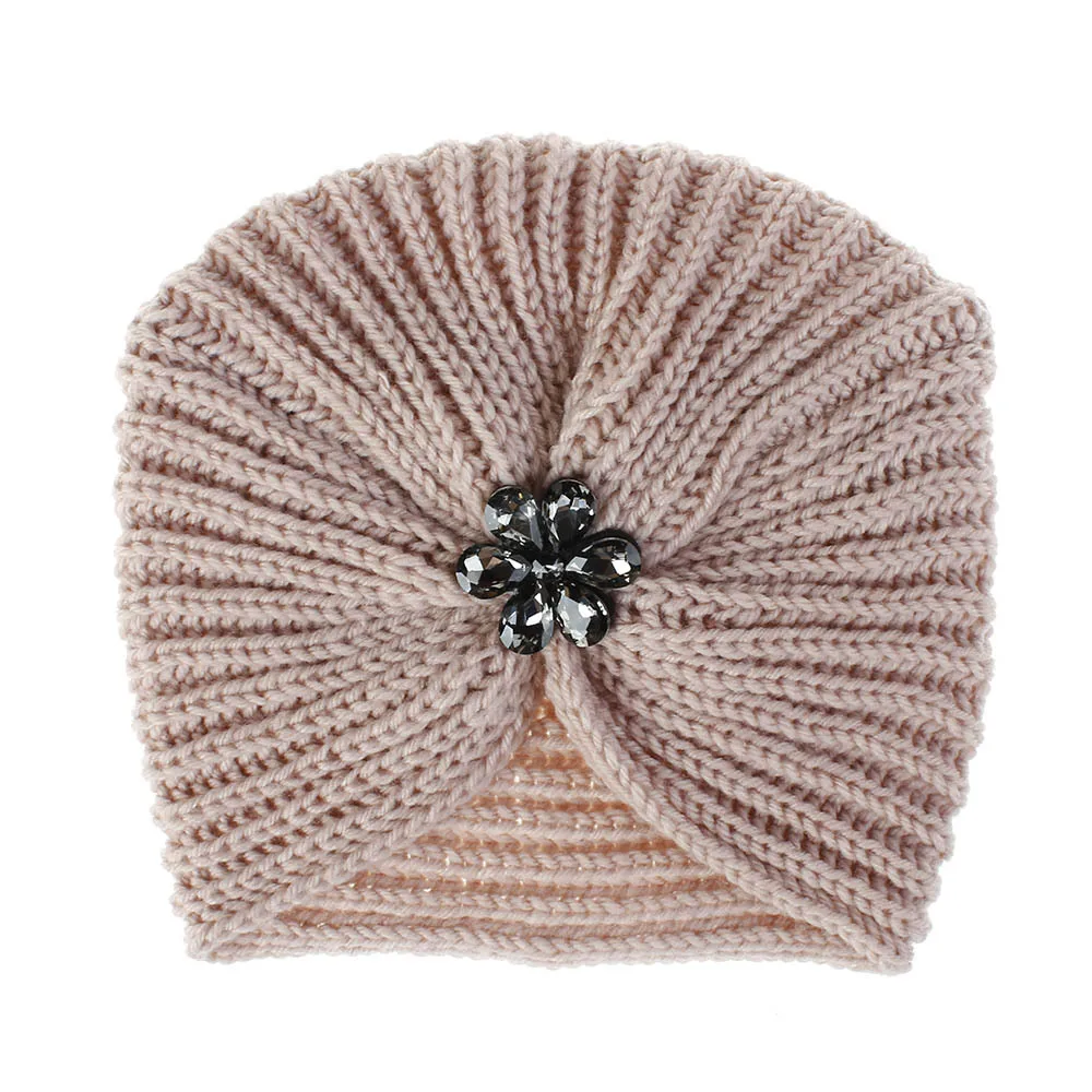 Winter Girls Winter Knitting Knitting Turban Headband Flower Hairband Knit Hat Hair Accessories Hair Jewelry
