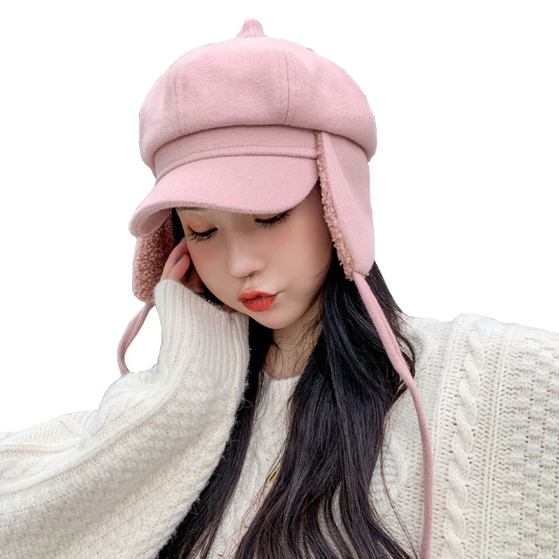 Korean autumn and winter new thick hat ear cap lovely student octagonal cap winter Plush warm and cold proof hat
Korean autumn and winter new thick hat ear cap lovely student octagonal cap winter Plush warm and cold proof hat