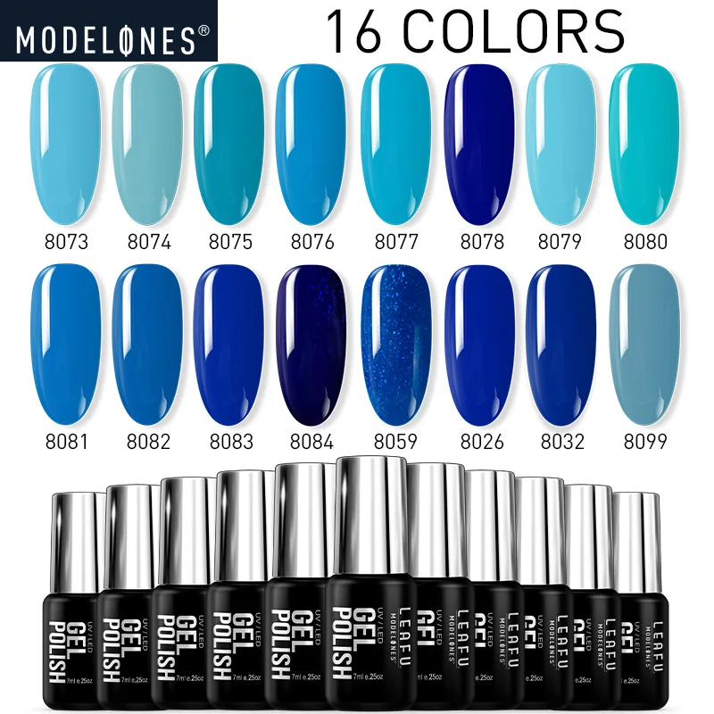 Modelones 16Pcs/Lot Nail Gel Polish Set For Manicure Semi Permanent Long Lasting Blue Color Series Nail Art Gel Lacquer Kits
Modelones 16Pcs/Lot Nail Gel Polish Set For Manicure Semi Permanent Long Lasting Blue Color Series Nail Art Gel Lacquer Kits