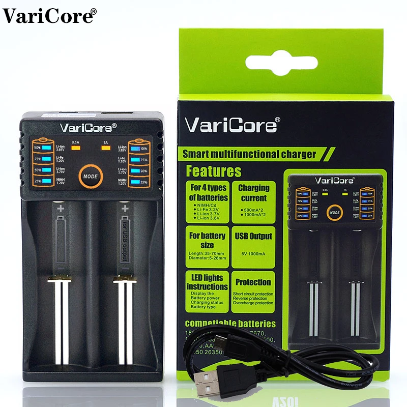 VariCore V20i V10 battery charger for 1.2V NiMH 3.7V Li-Ion 3.2V LiFePO4 3.8V IMR AA/AAA 18650 18350 26650 14500 16340 battery
VariCore V20i V10 battery charger for 1.2V NiMH 3.7V Li-Ion 3.2V LiFePO4 3.8V IMR AA/AAA 18650 18350 26650 14500 16340 battery