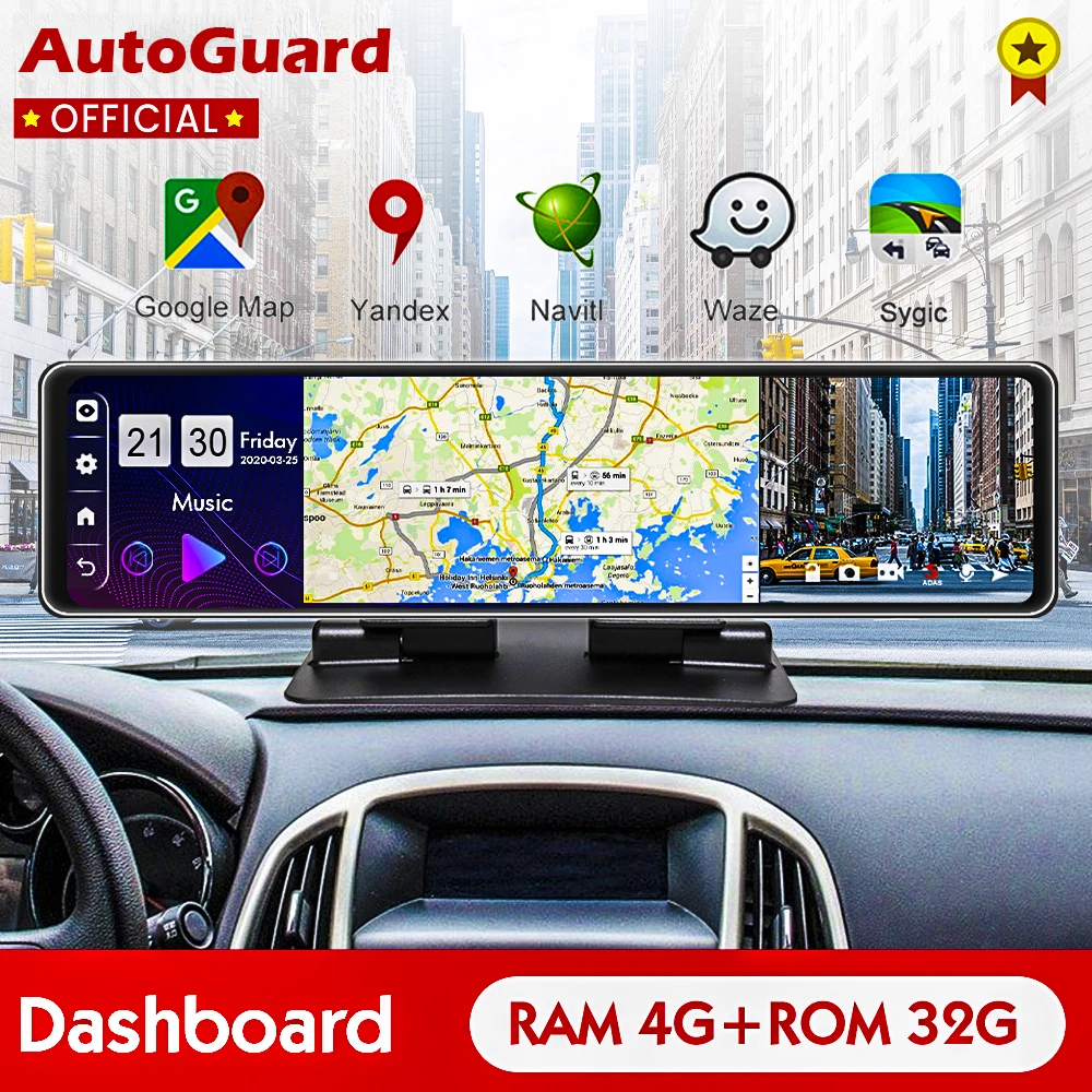 Фото 12 дюймовый автомобильный Зеркало заднего вида Android 8 1 Авто Регистраторы FHD