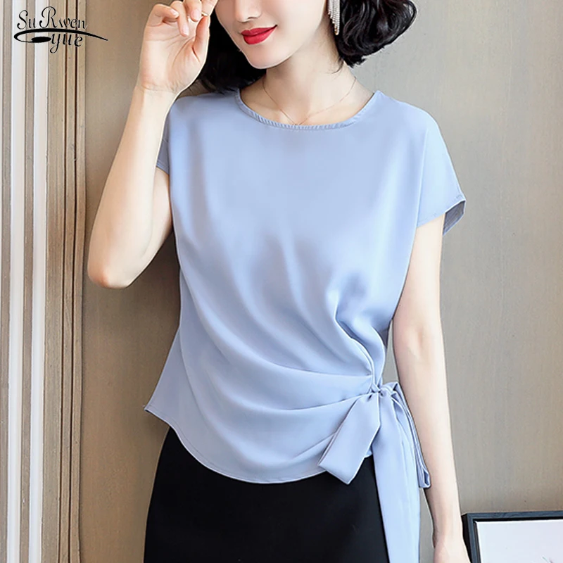 2021 Summer Silk Short-Sleeved Women's Blouse and Tops Office Lady Oversized Solid Bow Shirts Women Blusas Mujer De Moda 9899
2021 Summer Silk Short-Sleeved Women's Blouse and Tops Office Lady Oversized Solid Bow Shirts Women Blusas Mujer De Moda 9899