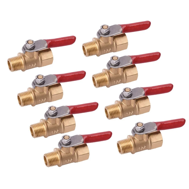 8PCS 1/4 Inch Heavy Duty Brass Ball Valve Shut Off Switch Male and Female NPT Thread Pipe Fitting
8PCS 1/4 Inch Heavy Duty Brass Ball Valve Shut Off Switch Male and Female NPT Thread Pipe Fitting