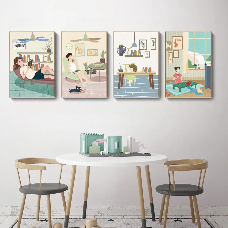 Poster Cartoon Summer Girl's Home Life Record Canvas Paintings Watermelon electric fan Posters And Prints Home Decorative Pictur
Poster Cartoon Summer Girl's Home Life Record Canvas Paintings Watermelon electric fan Posters And Prints Home Decorative Pictur