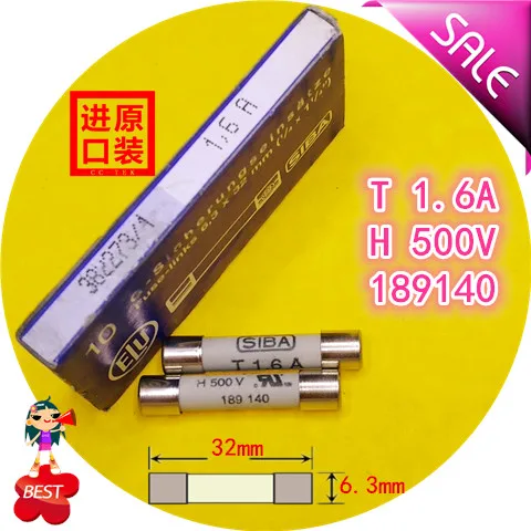 Imported German production SIBA fuse T 1.6 H 500 v, 189140, 7006565 A fuse tube 
Imported German production SIBA fuse T 1.6 H 500 v, 189140, 7006565 A fuse tube