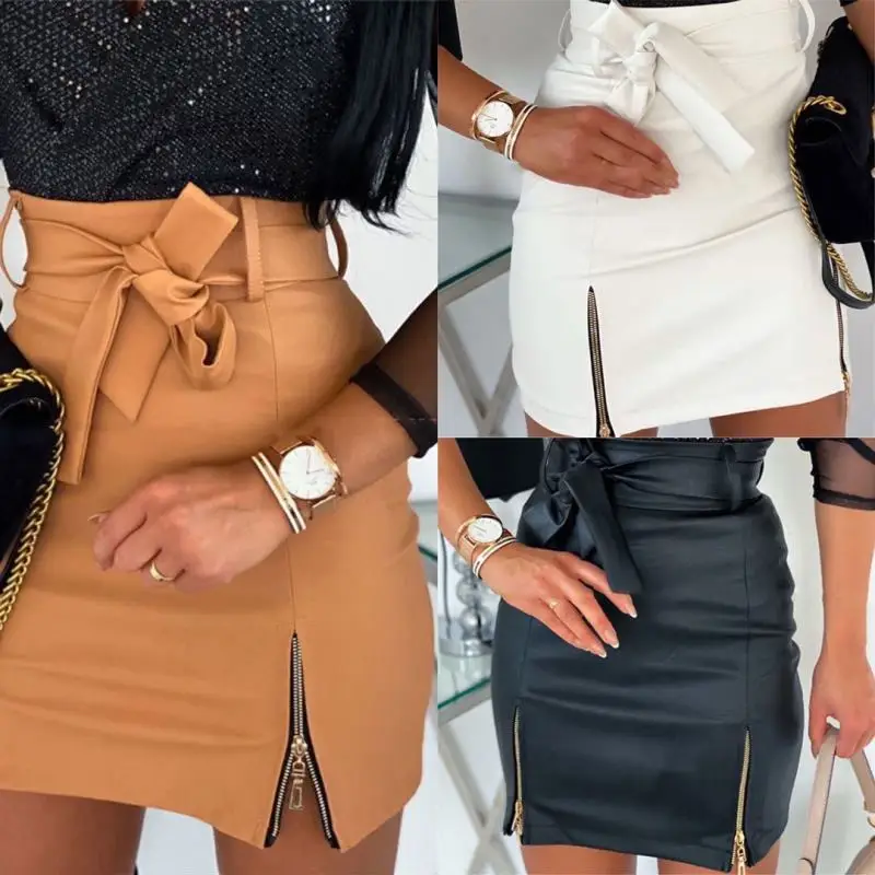 Fashion Sexy High Waist PU Leather Women Elegant Skirts Sashes Zipper Pencil Mini Length Spring Autumn Winter White Black Khaki
Fashion Sexy High Waist PU Leather Women Elegant Skirts Sashes Zipper Pencil Mini Length Spring Autumn Winter White Black Khaki