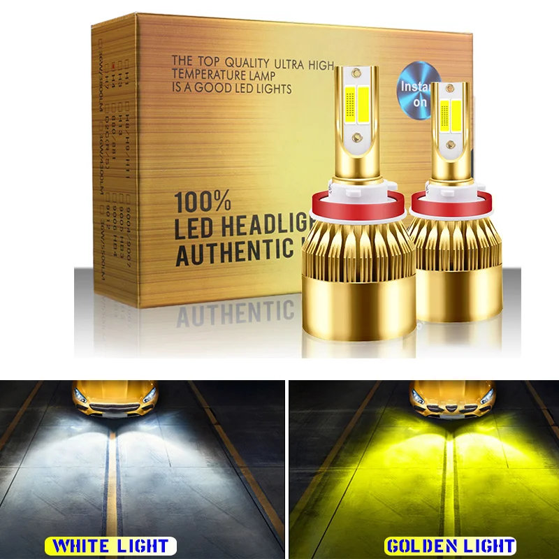 

2pcs Led Lights Car LED Headlight 3000k 6000k White Yellow H1 H3 H7 H11 H8 H9 880 881 H27 9005 HB3 H10 9006 HB4 H4 HB2 9003 9012