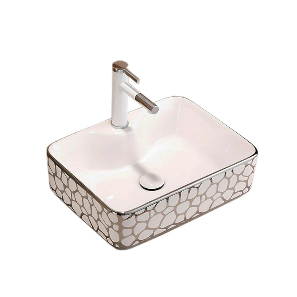 Bathroom electroplated sanitary sink ceramic hand wash silver pattern basin Bathroom Basin
Bathroom electroplated sanitary sink ceramic hand wash silver pattern basin Bathroom Basin