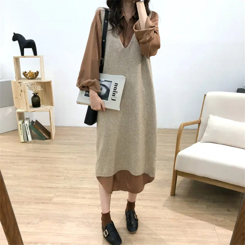 Loose Lazy V-neck Knit Vest Female Korean Simple Large Size Casual Long Paragraph Sleeveless Sweater Bottoming Dress Blusa f2449
Loose Lazy V-neck Knit Vest Female Korean Simple Large Size Casual Long Paragraph Sleeveless Sweater Bottoming Dress Blusa f2449