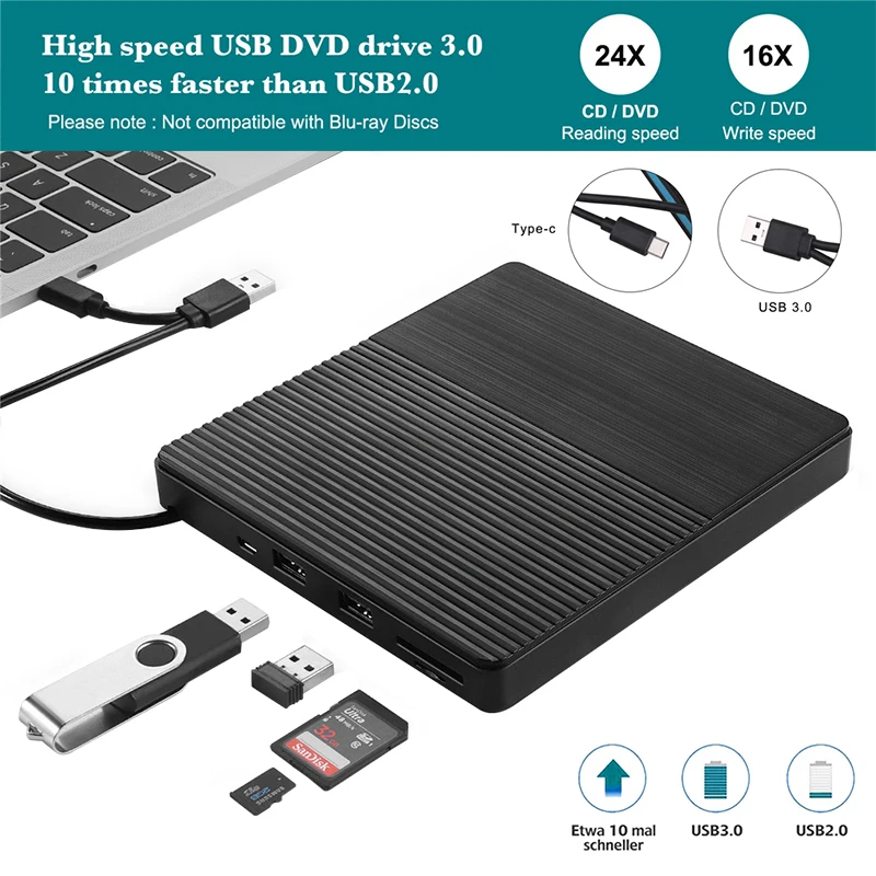USB 3 0 Внешний Оптический привод Портативный внешний тип c CD горелка высокая