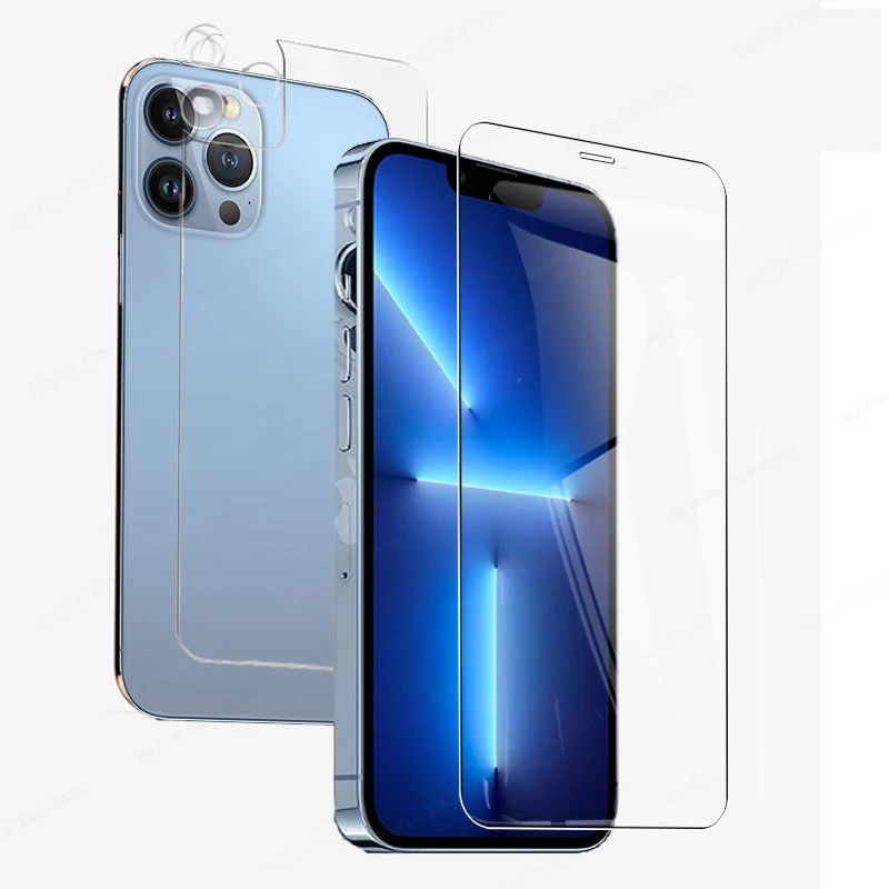 Закаленное стекло 3 в 1 9H для Apple iphone 13 Pro Max mini задняя и защитная пленка экрана aiphone