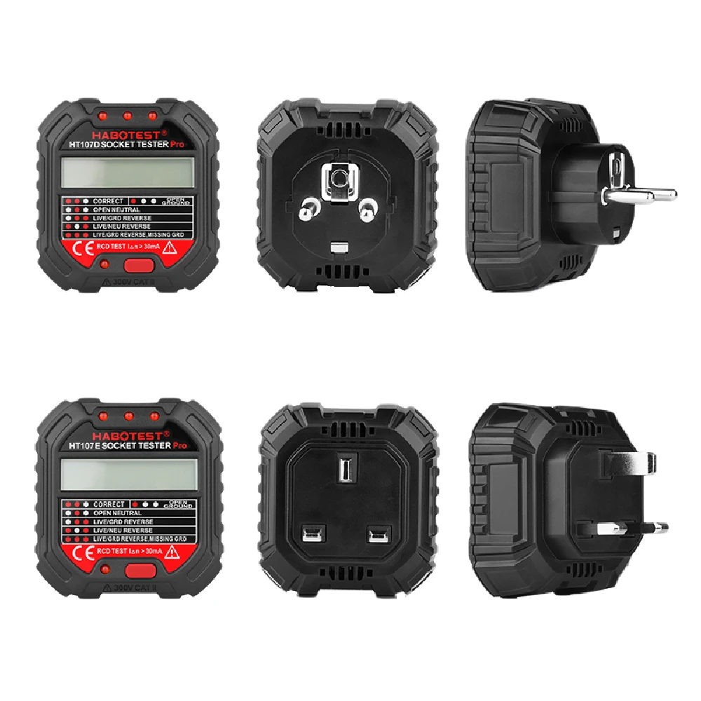 HABOTEST HT107 Socket Tester Voltage Test Socket Detector UK EU Plug Ground Zero Line Plug Polarity Phase Check
HABOTEST HT107 Socket Tester Voltage Test Socket Detector UK EU Plug Ground Zero Line Plug Polarity Phase Check
