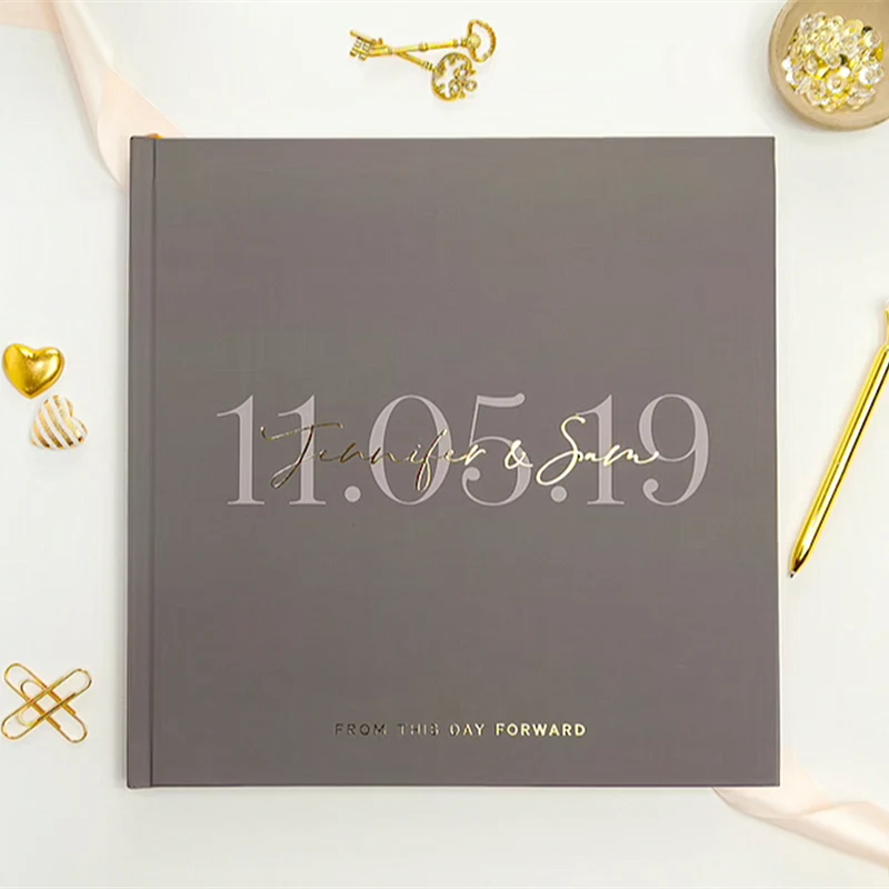 

Personalize Wedding Guest Book,horizontal GuestBook Ideas,Unique Guest Book Gold Foil,Hardcover Sign In Book,Colors Available