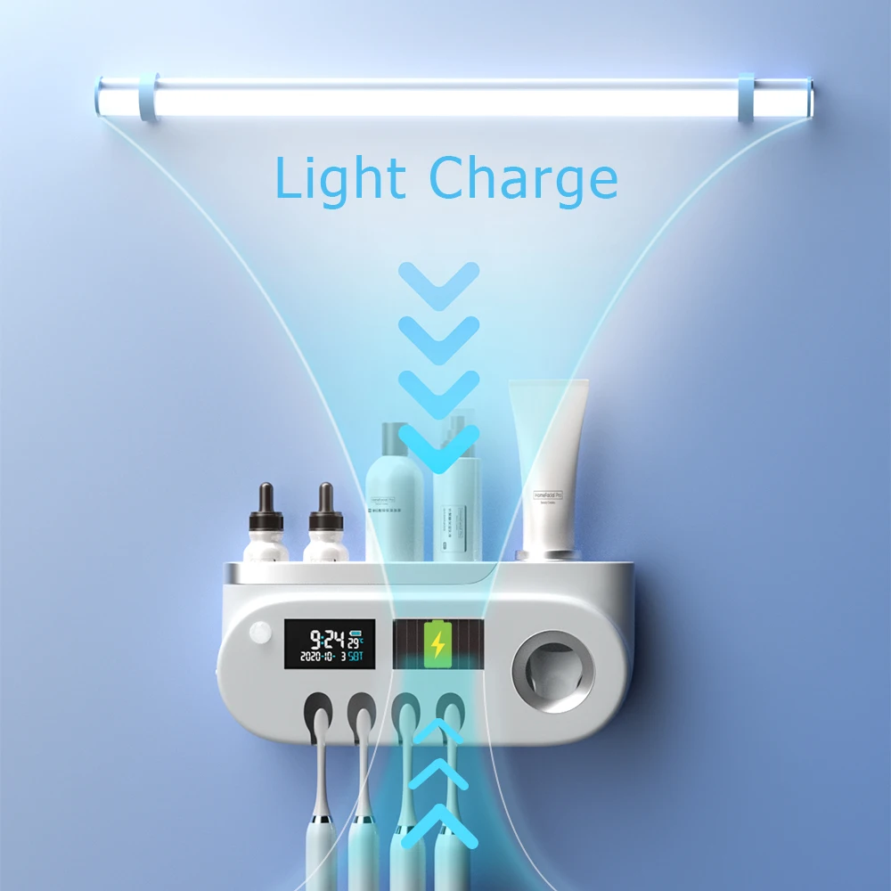 Toothbrush USB Charging Toothbrush Holder Smart UV Disinfection and Sterilization Toothpaste Squeezer Bathroom Supplies Rack
Toothbrush USB Charging Toothbrush Holder Smart UV Disinfection and Sterilization Toothpaste Squeezer Bathroom Supplies Rack