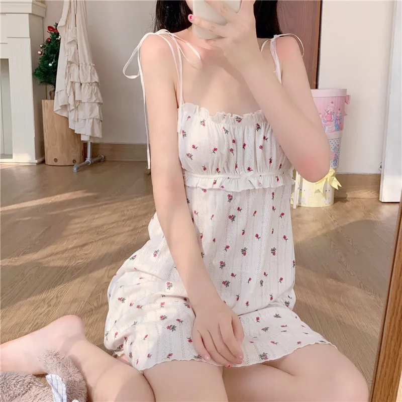 Broken Beautiful Harness Pajamas Summer 100% Cotton Dress Cute Leisurewear Nightgown Sweet Female Can Wear Outside Sleepdress
Broken Beautiful Harness Pajamas Summer 100% Cotton Dress Cute Leisurewear Nightgown Sweet Female Can Wear Outside Sleepdress