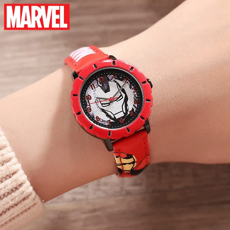 

Marvel Avengers Iron Men Children Friend Disney Cartoon Japan Quartz Waterproof Watch Boys Love Soft PU Band Kids Gift Red Black