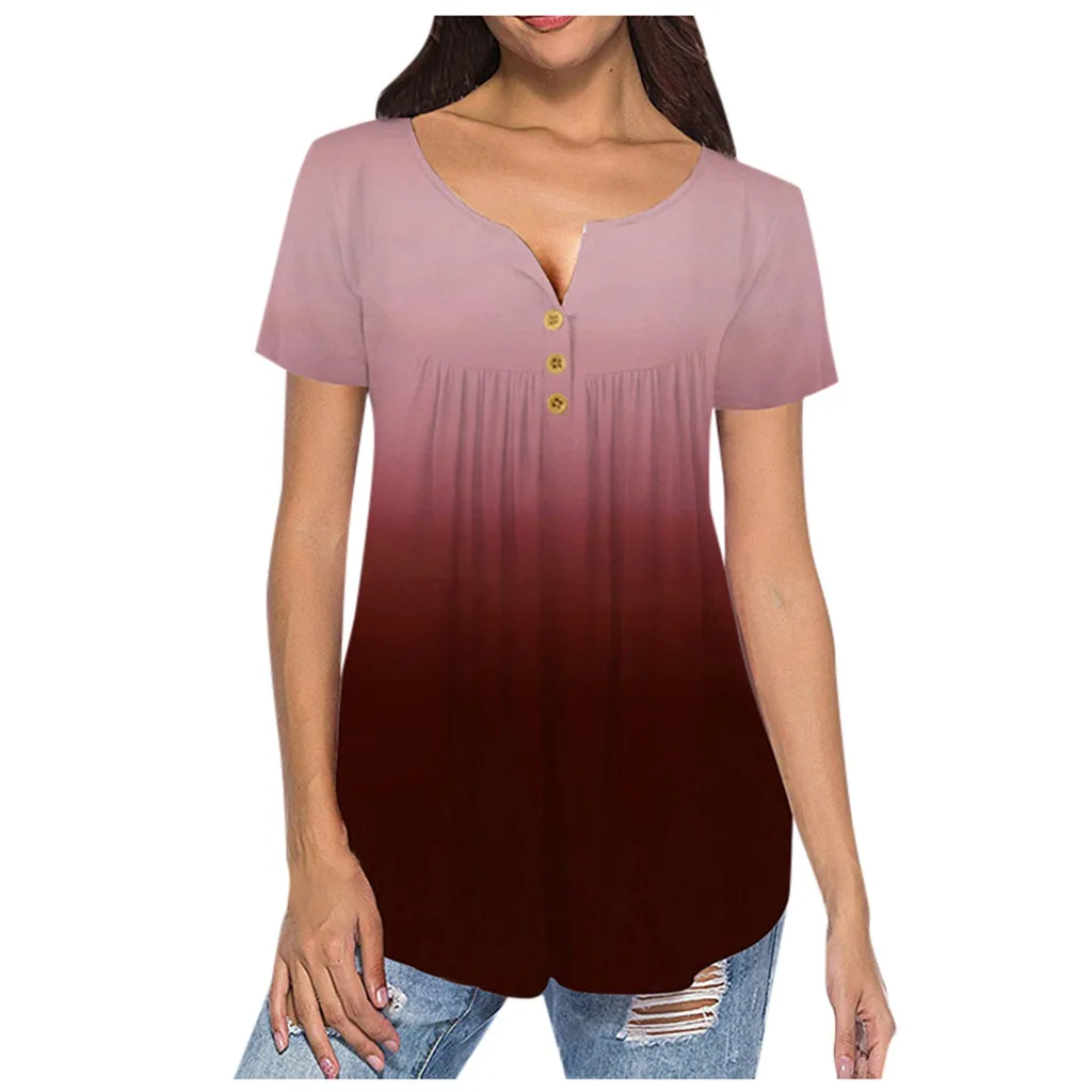 Casual Summer Women's T-shirts Plus Size Gradient Color V-Neck Tops Tee 2021 Female t shirt Short Sleeve For Ladies Tee
Casual Summer Women's T-shirts Plus Size Gradient Color V-Neck Tops Tee 2021 Female t shirt Short Sleeve For Ladies Tee