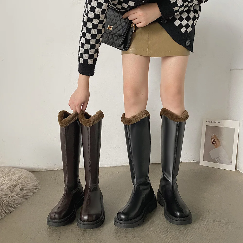Warm Plush Insole Women's Knee-high Boots for 2021 New Arrival Retro Solid PU Leather Waterproof Stylish Female's Chelsea Boots
Warm Plush Insole Women's Knee-high Boots for 2021 New Arrival Retro Solid PU Leather Waterproof Stylish Female's Chelsea Boots
