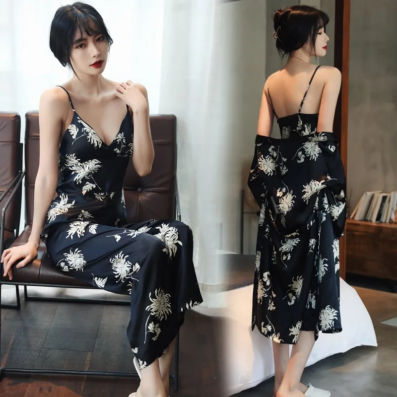 Women Pajamas Print Nightwear Casual Sleepwear 5PCS Robe Set Faux Silk Kimono Gown Soft Intimate Lingerie Home Clothes
Women Pajamas Print Nightwear Casual Sleepwear 5PCS Robe Set Faux Silk Kimono Gown Soft Intimate Lingerie Home Clothes