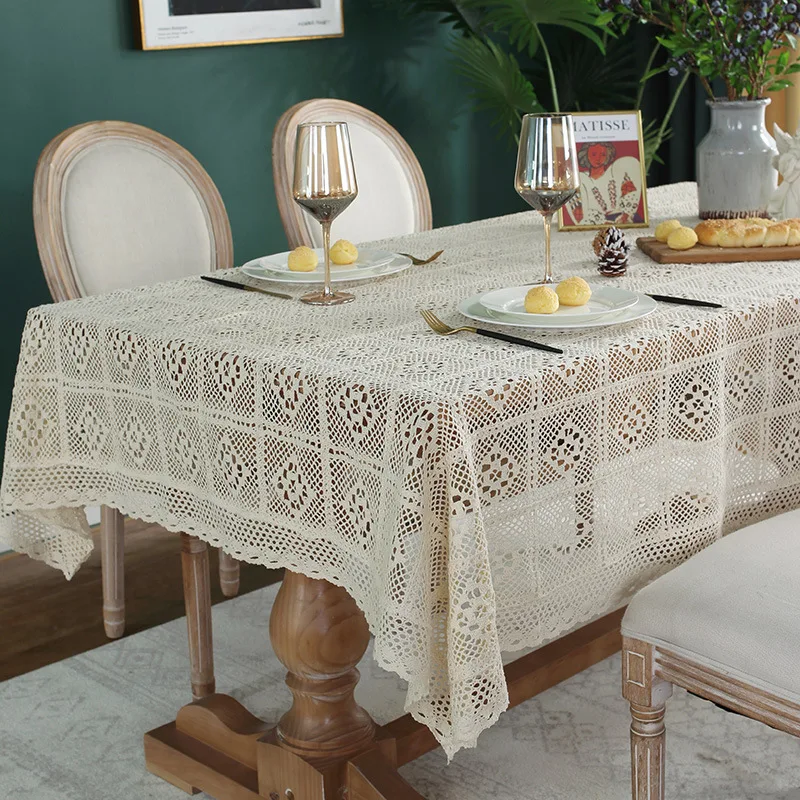 American Retro White Hollow Crochet Tassel Beige Rectangle West Table Cover Coffee Table Cloth Tablecloths Wedding Party Decor
American Retro White Hollow Crochet Tassel Beige Rectangle West Table Cover Coffee Table Cloth Tablecloths Wedding Party Decor