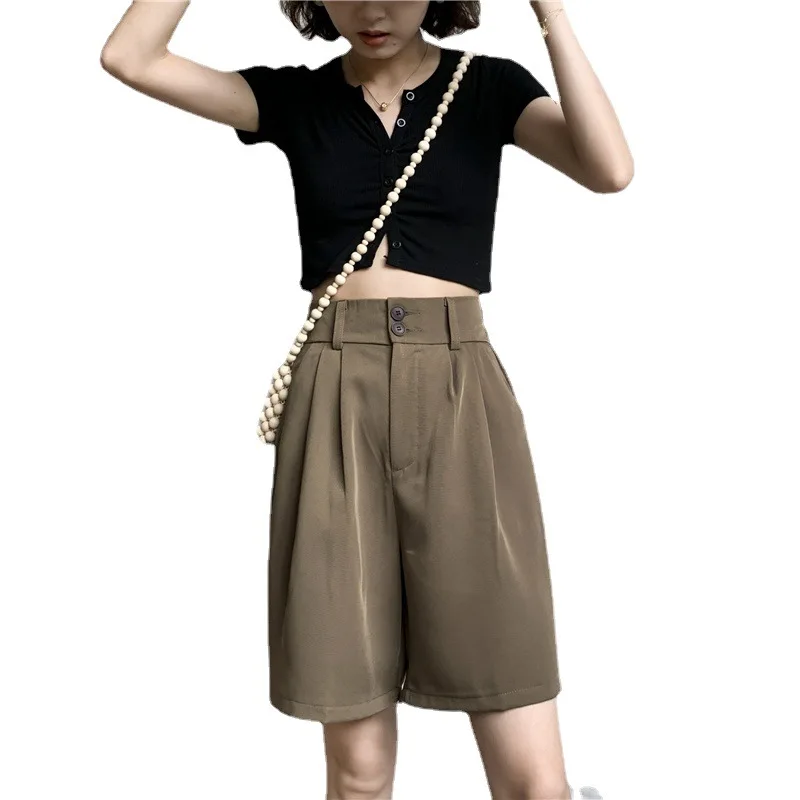 SuperAen Solid Suit Shorts Summer Thin 2021 New High-waisted Loose-legged Straight Casual Knee Length Woman Pants
SuperAen Solid Suit Shorts Summer Thin 2021 New High-waisted Loose-legged Straight Casual Knee Length Woman Pants