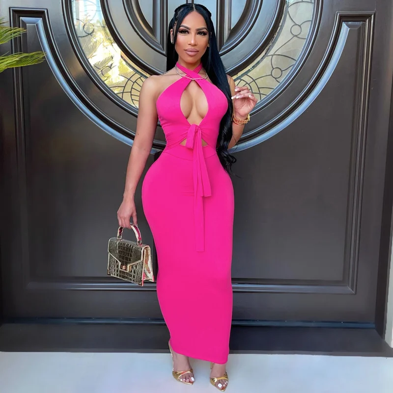 Women Cross Halter Maxi Dress Bow Lace Up Bandage Hollow Out Backless Sexy Slim Streetwear Party Club Festival 2021 Summer Dress
Women Cross Halter Maxi Dress Bow Lace Up Bandage Hollow Out Backless Sexy Slim Streetwear Party Club Festival 2021 Summer Dress